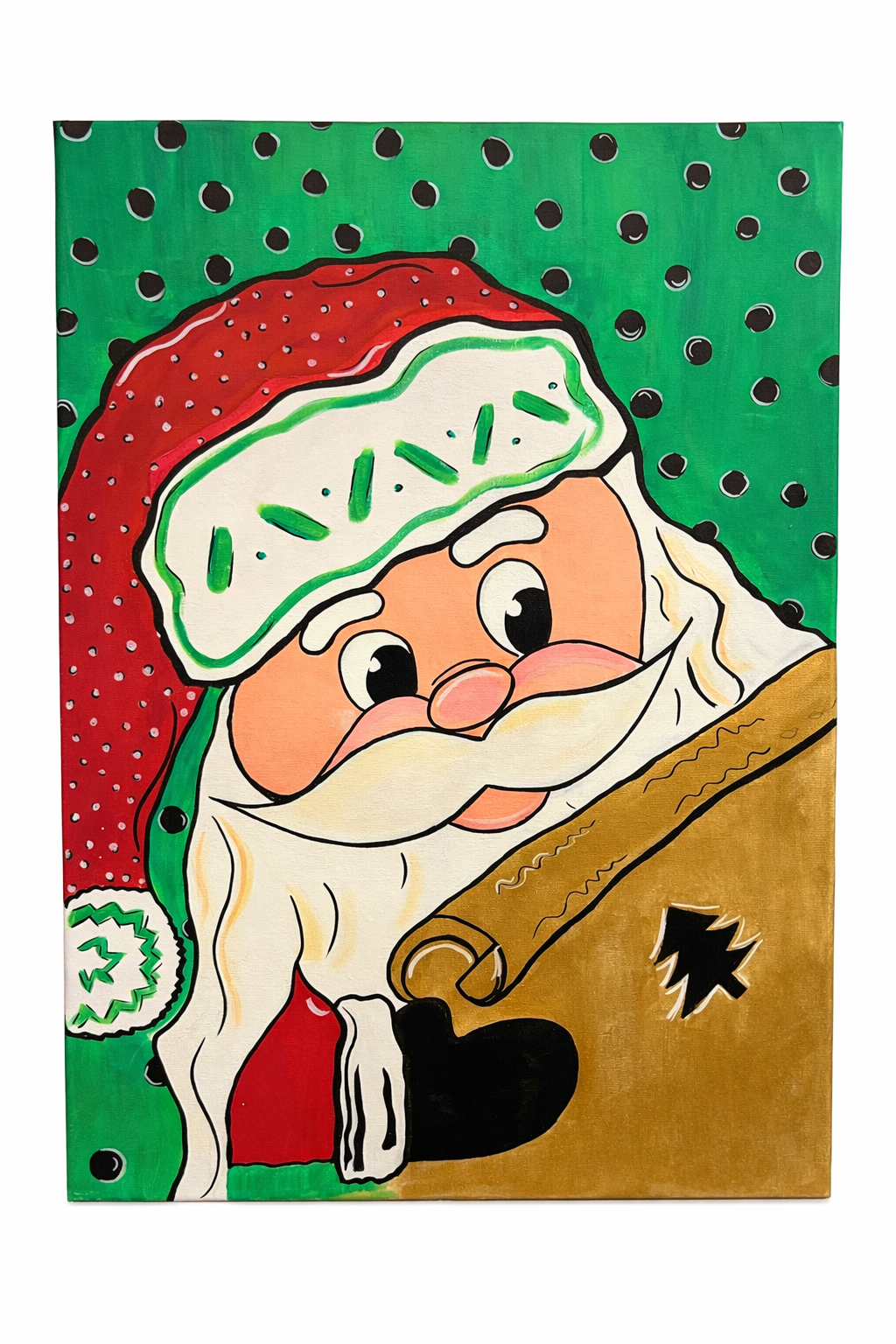 The image is an artwork created by one of our artists of Santa Claus on a Canvas.  